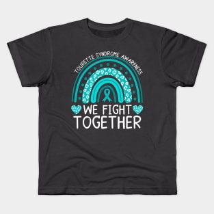 Tourette Syndrome Awareness We Fight Together Rainbow Kids T-Shirt